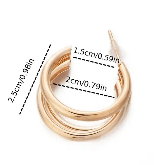 NEW Gold 18k plated Modern Hoop Earrings - Picture 5 of 7